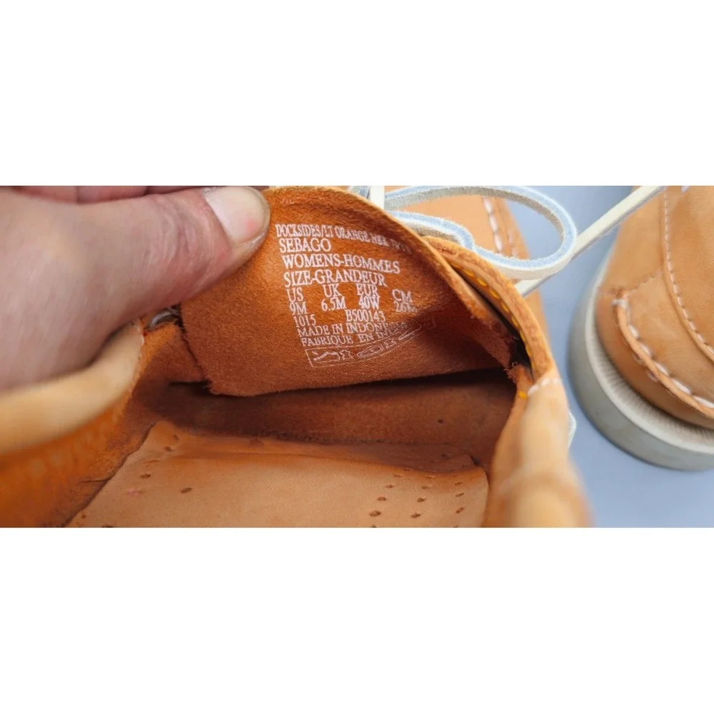 Sebago Dockside Boat Mocs Womens 9 M Orange Leather Loafer Shoes Anniversary Ed.
